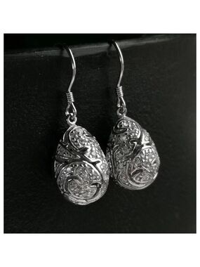 Sterling silver cz damask design dangle drop earrings 🆕